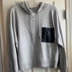 LOFT Gray Hoodie with Black Pocket